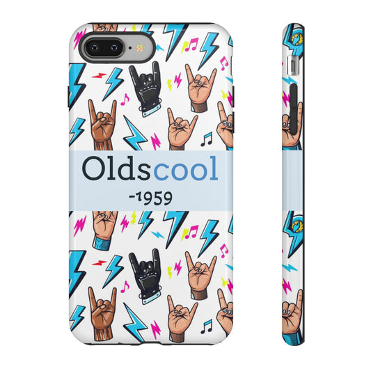 Retro Rock 'Oldscool 1959' Phone Case – Lightning & Rock Hand Pattern - Ramshackle Shack