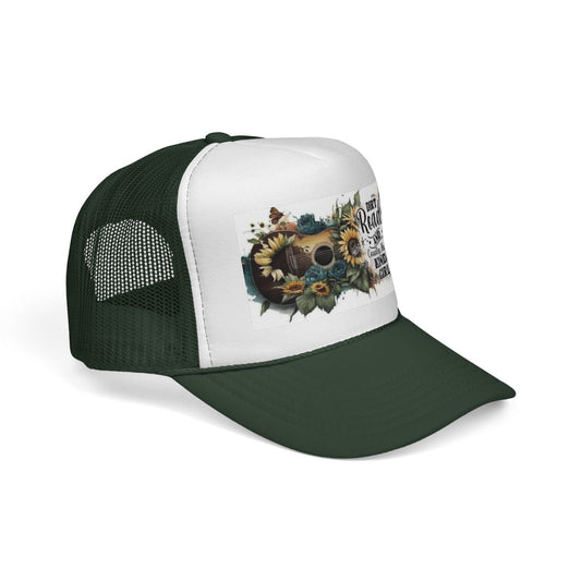 Trucker Cap — “Dirt Roads and Country Music Kinda Girl” Floral Guitar Design - Ramshackle Shack