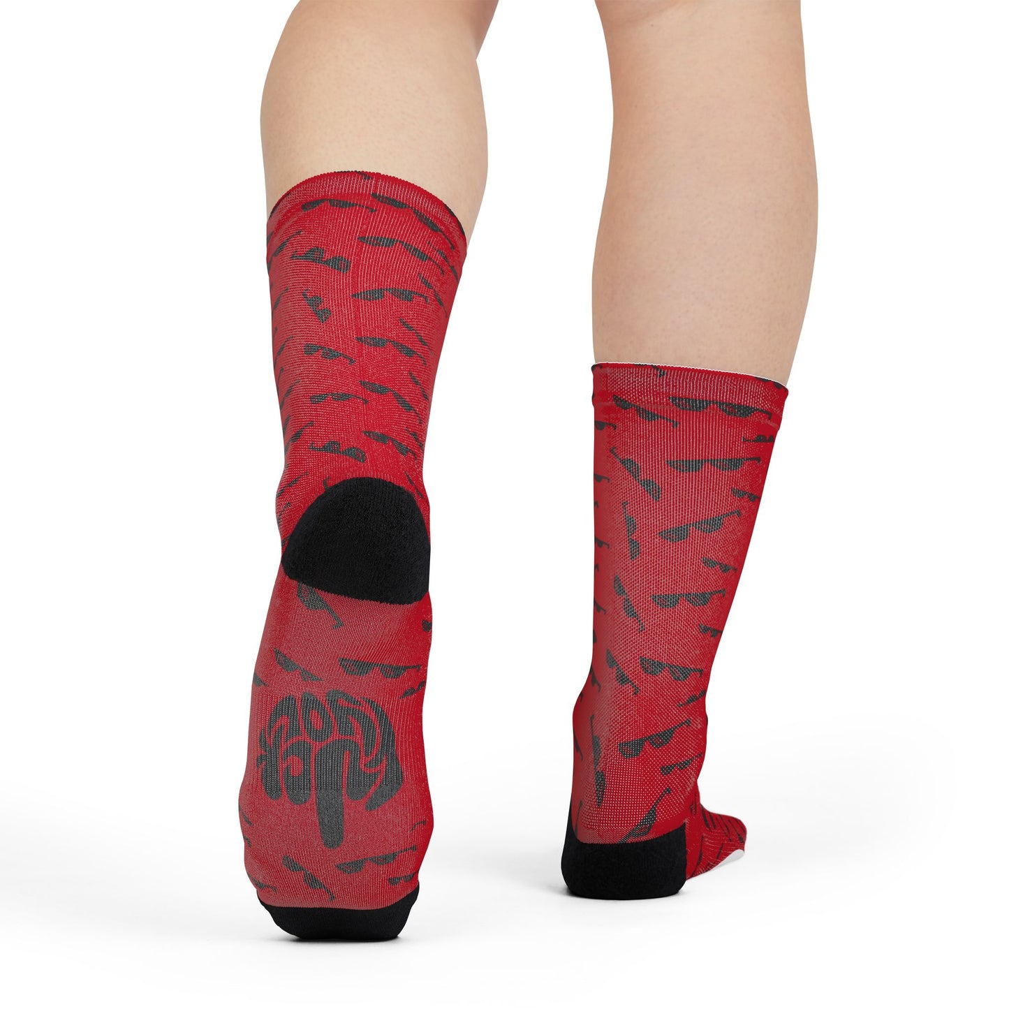 Sublimation Crew Socks — Scattered Shades Pattern with 'fuck you' Dot - Ramshackle Shack