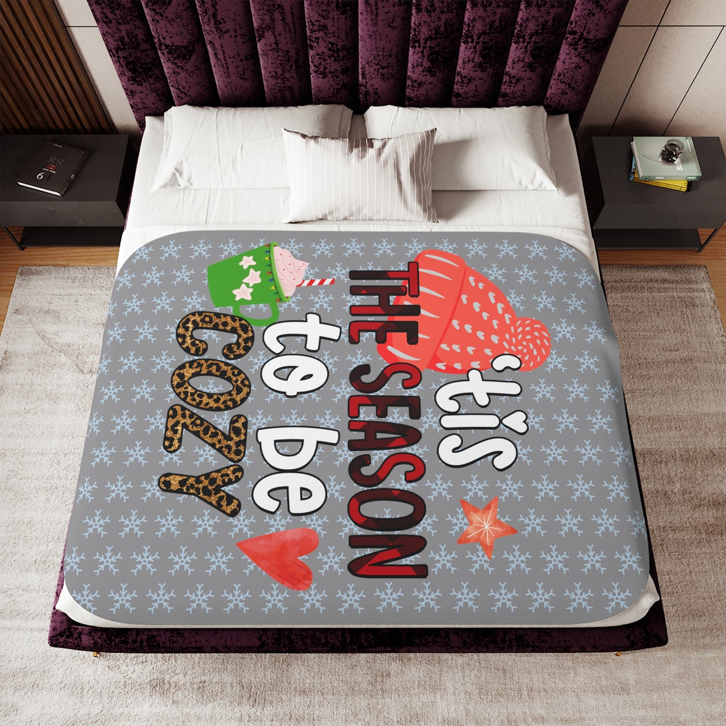 Holiday Sherpa Blanket – "’Tis the Season to Be Cozy" Plush Throw - Ramshackle Shack