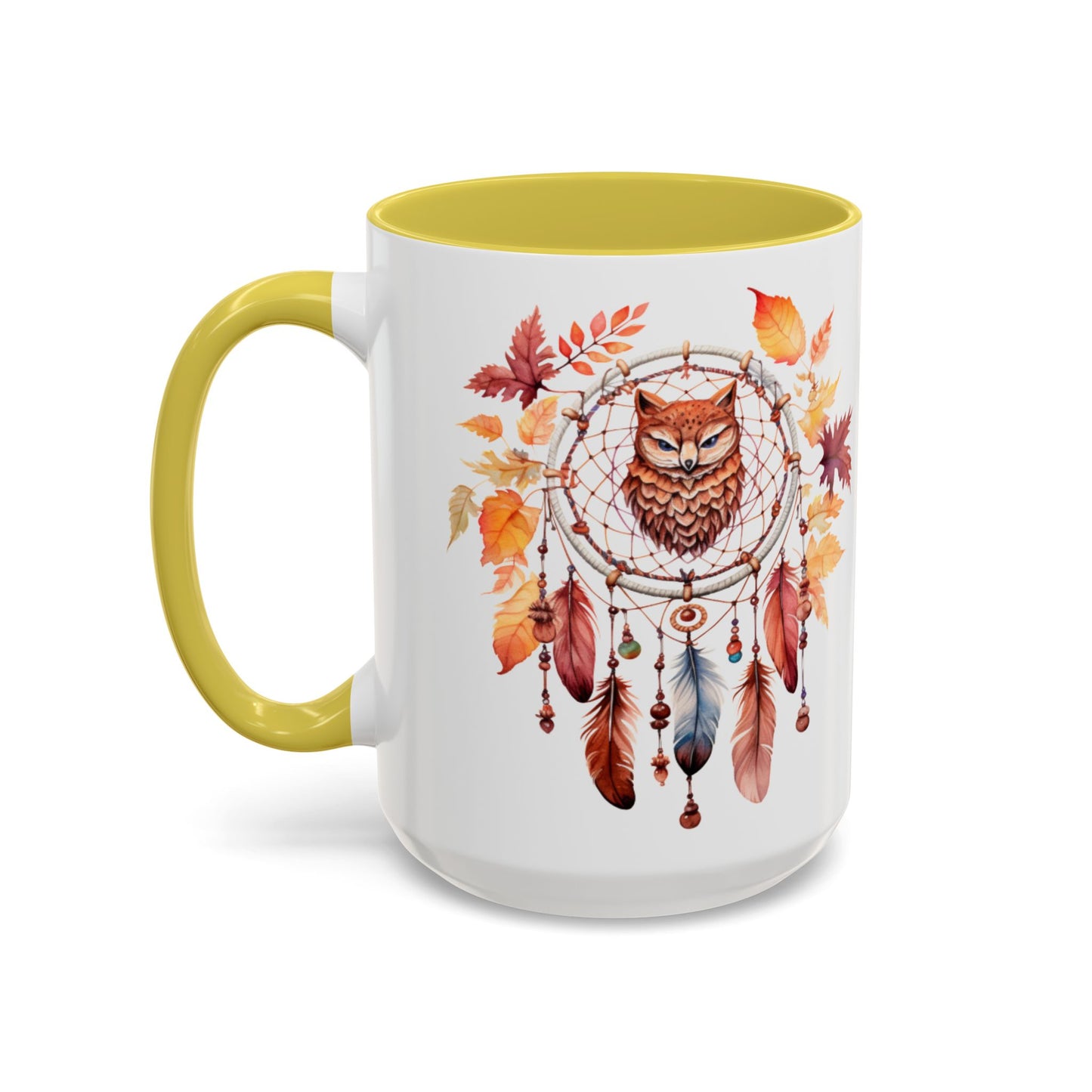 Autumn Owl Dreamcatcher Mug — Fall Leaves Coffee Cup (11oz & 15oz) - Ramshackle Shack