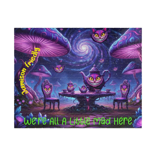Customizable Puzzle — Psychedelic Mushroom Garden Tea Party with Cheshire Cats (110–1014 pcs) - Ramshackle Shack