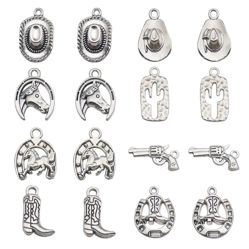 Western Cowboy Hat Cactus Alloy Pendant for DIY Jewelry - Ramshackle Shack