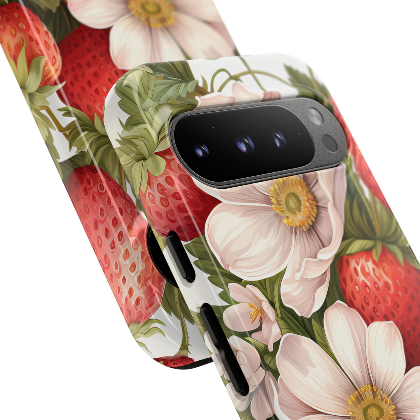 Strawberry Blossom Phone Case — Floral Protective Tough Case - Ramshackle Shack