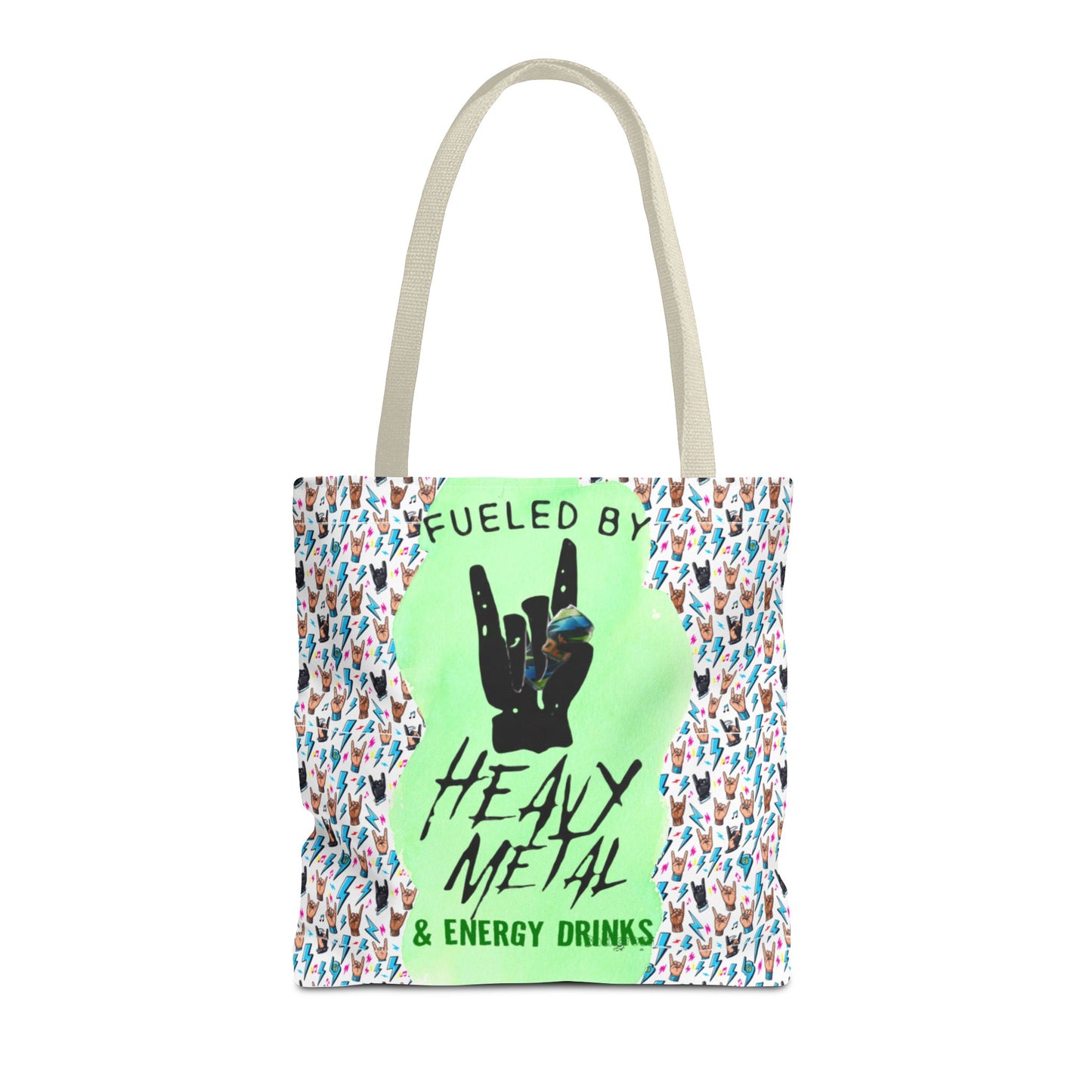 Heavy Metal & Energy Drinks Tote Bag — Neon Rock Energy Design - Ramshackle Shack