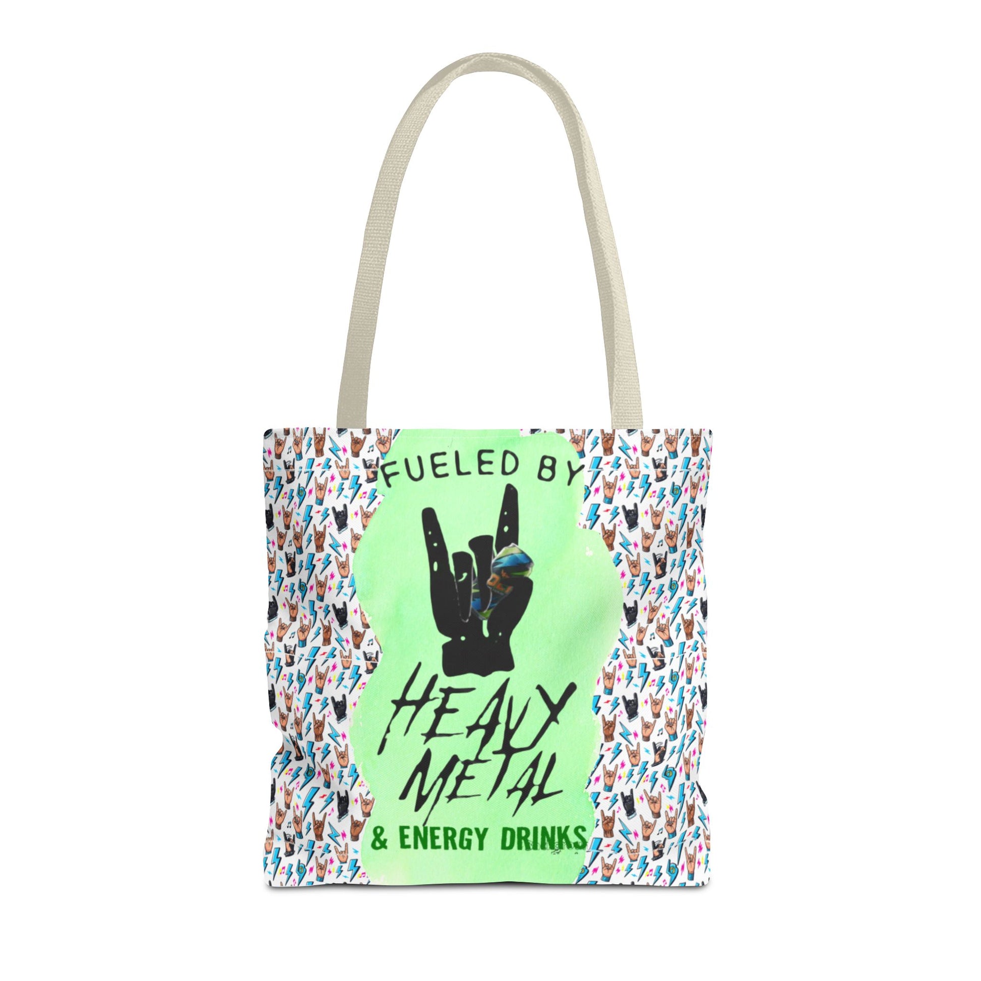 Heavy Metal & Energy Drinks Tote Bag — Neon Rock Energy Design - Ramshackle Shack