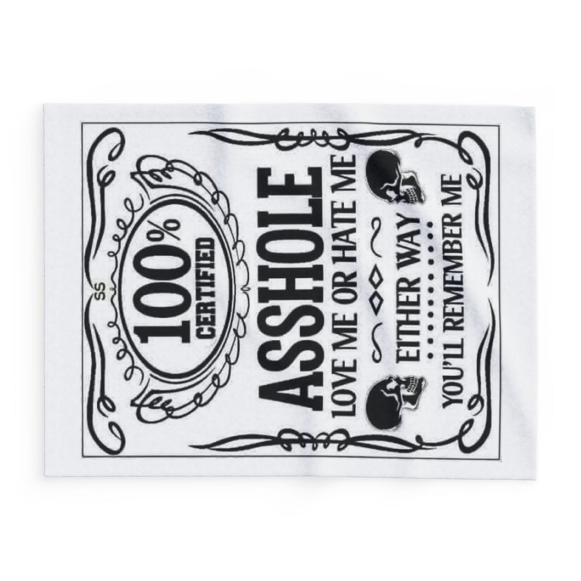 Arctic Fleece Blanket — "100% Certified Asshole" Funny Novelty Throw Blanket - Ramshackle Shack