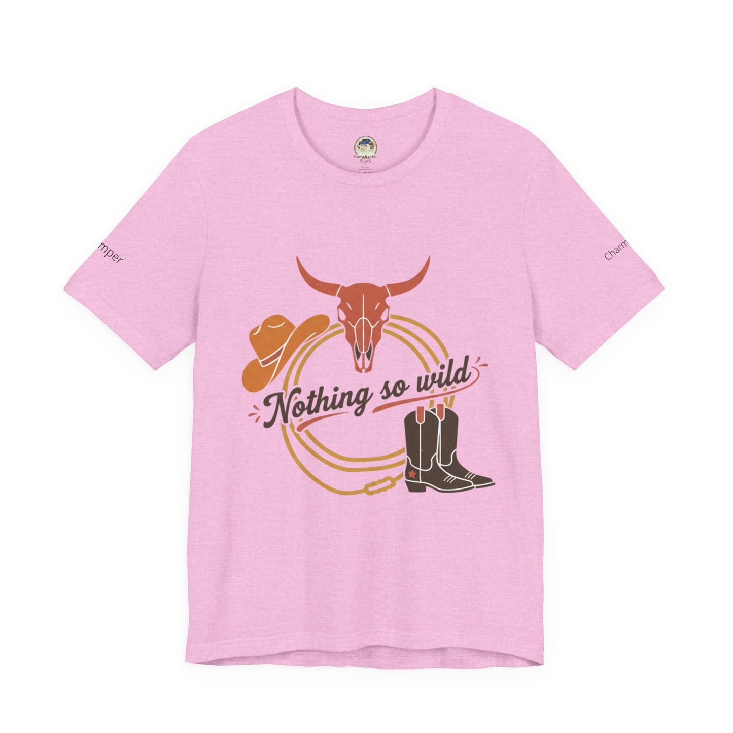Personalized western sunset T-shirt featuring a rugged rider design on a casual men's T-shirt by Printify.