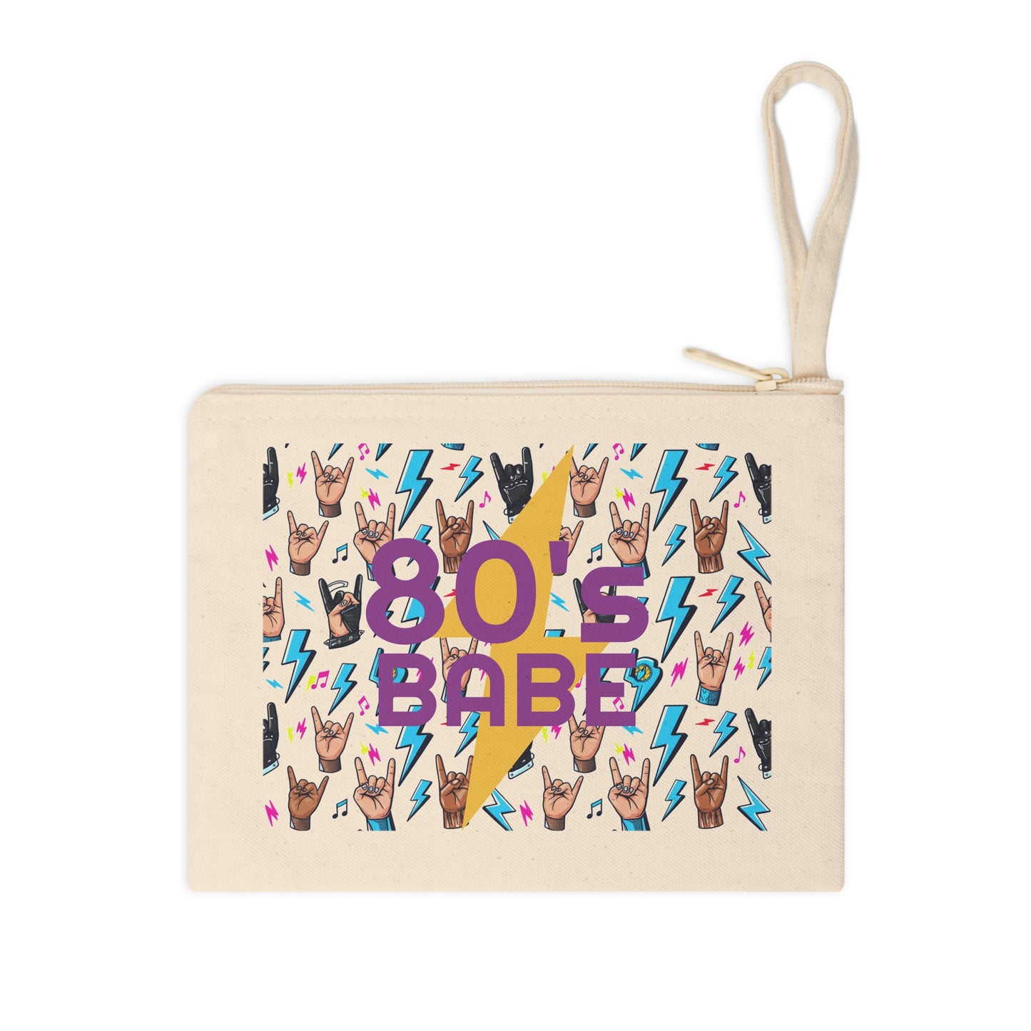 80s Babe Zipper Pouch — Retro Rock Lightning Accessory Bag - Ramshackle Shack
