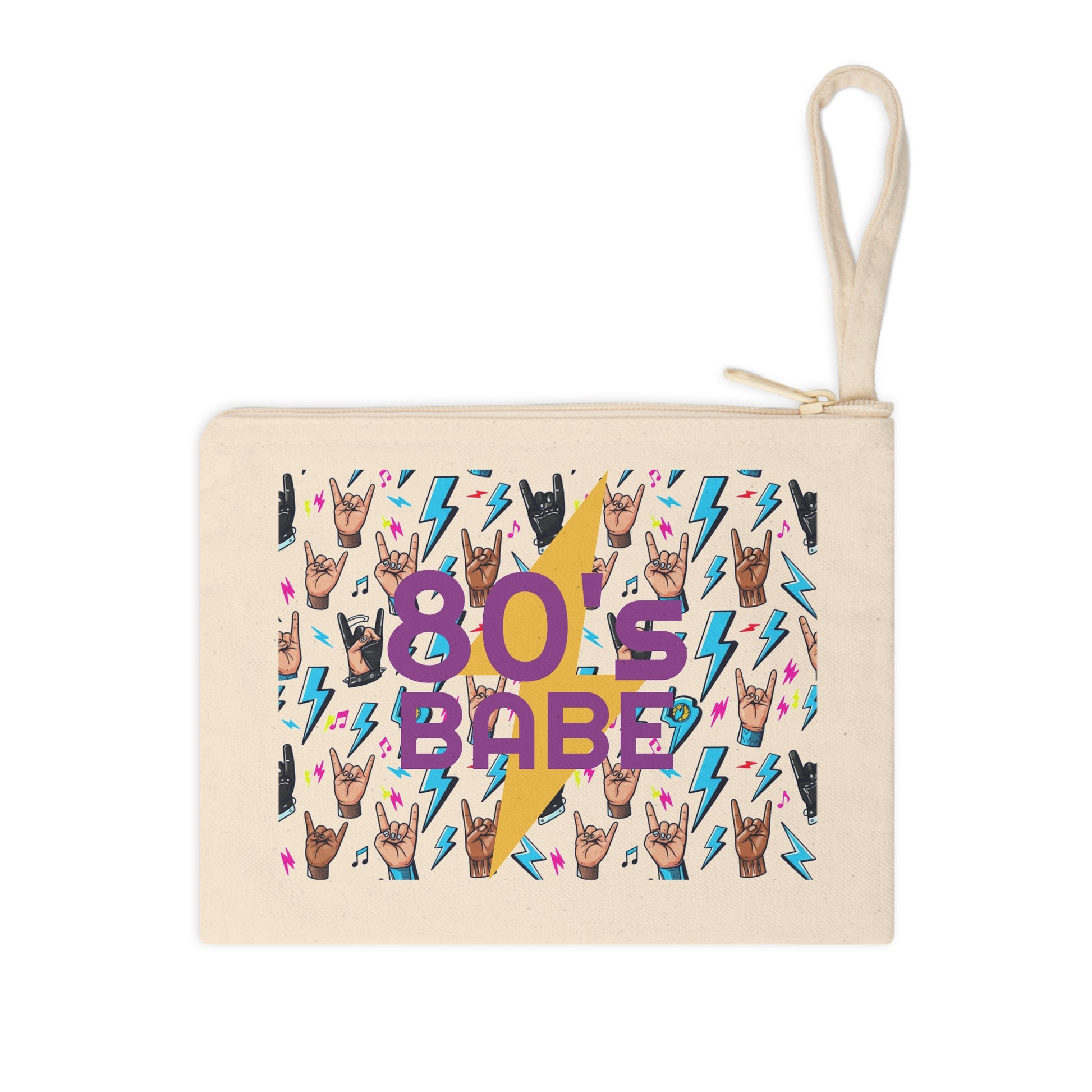 80s Babe Zipper Pouch — Retro Rock Lightning Accessory Bag - Ramshackle Shack