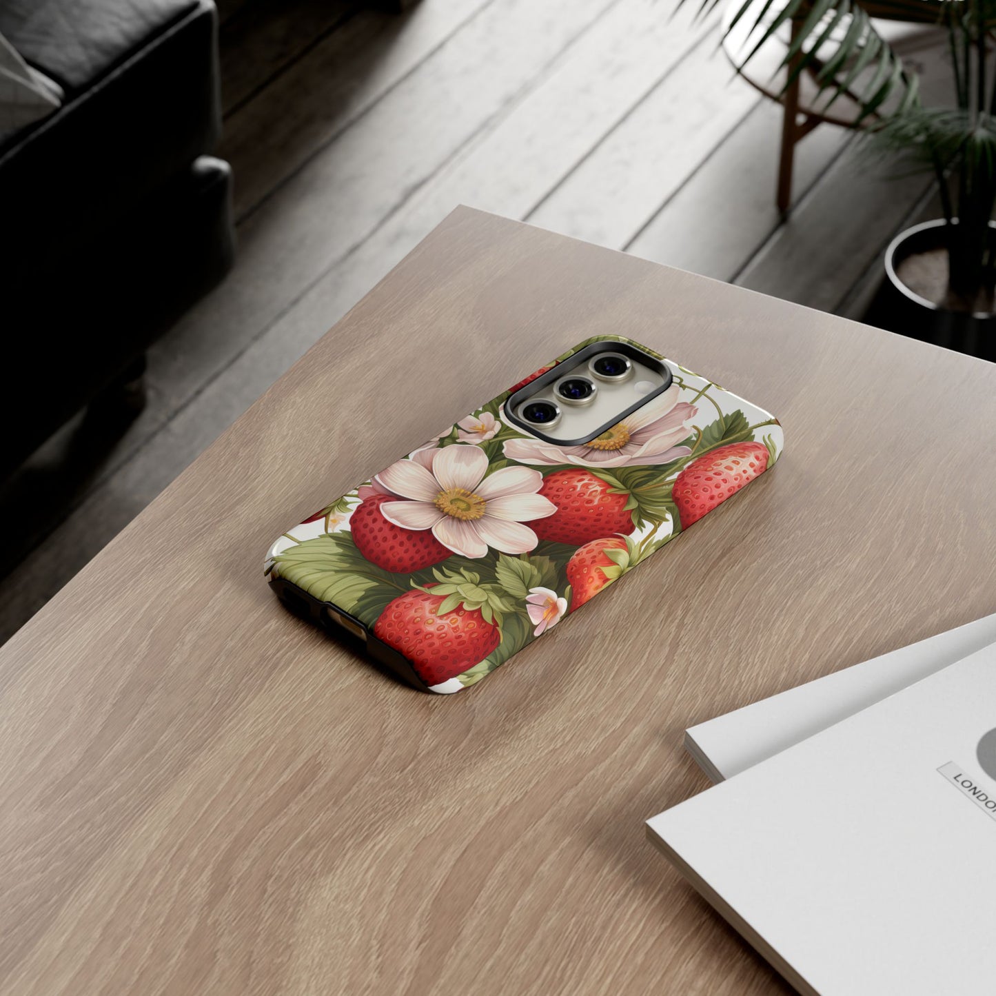 Strawberry Blossom Phone Case — Floral Protective Tough Case - Ramshackle Shack