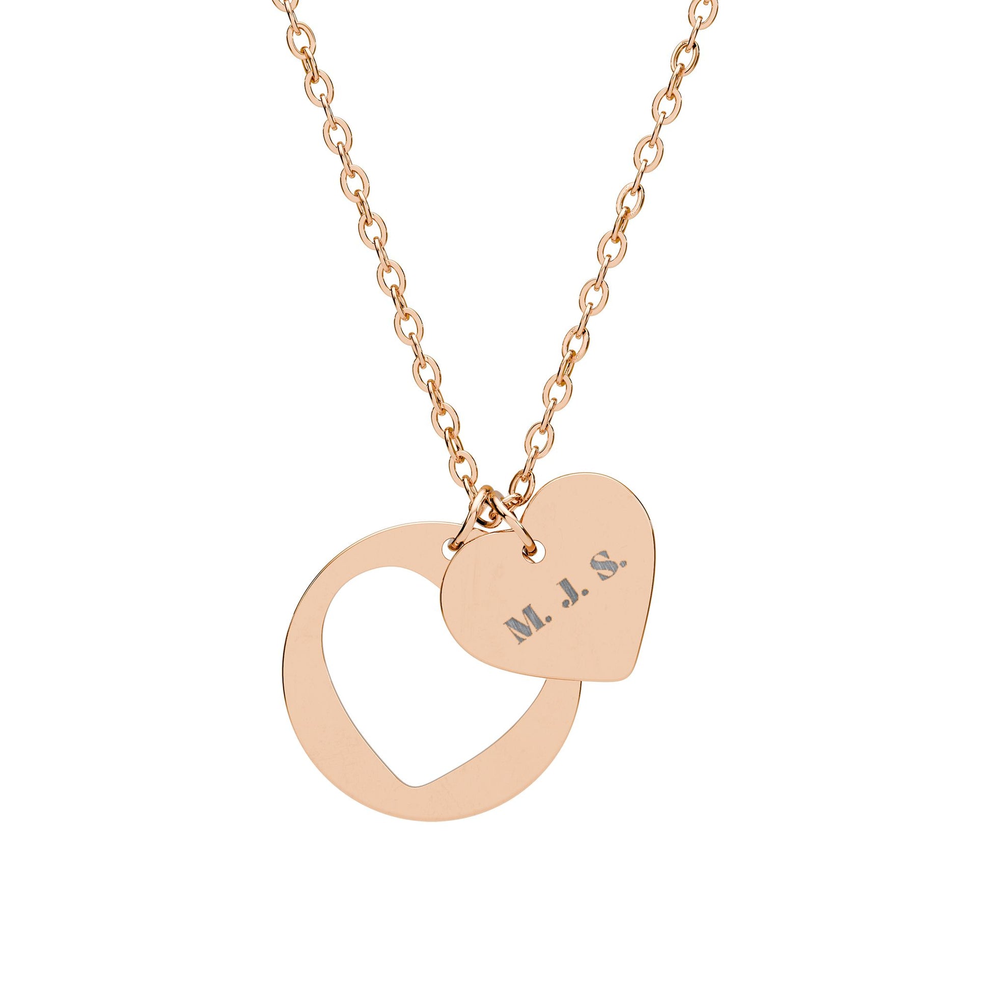 Engraved Heart Cutout Necklace — Personalized Initials Pendant (Silver, Yellow Gold, or Rose Gold) - Ramshackle Shack
