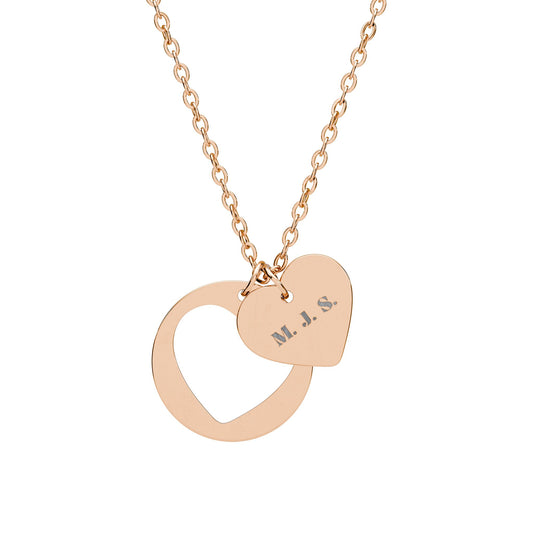 Engraved Heart Cutout Necklace — Personalized Initials Pendant (Silver, Yellow Gold, or Rose Gold) - Ramshackle Shack