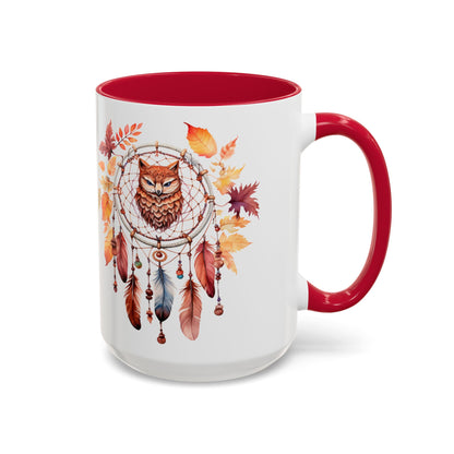 Autumn Owl Dreamcatcher Mug — Fall Leaves Coffee Cup (11oz & 15oz) - Ramshackle Shack