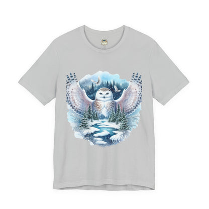 Snowy Owl Forest T-Shirt — Winter Wildlife Nature Tee - Ramshackle Shack