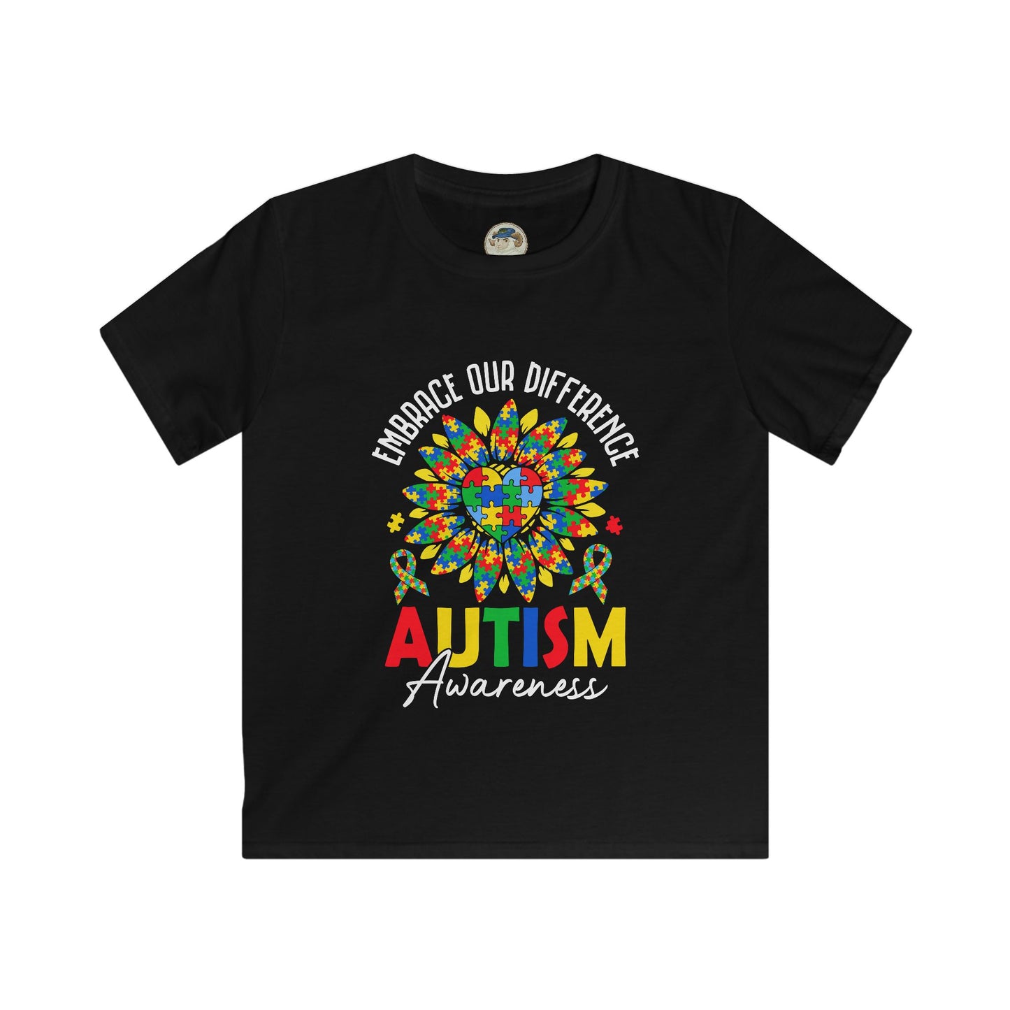 Kids Autism Awareness T-Shirt — "Embrace Our Difference" Puzzle Heart Design - Ramshackle Shack