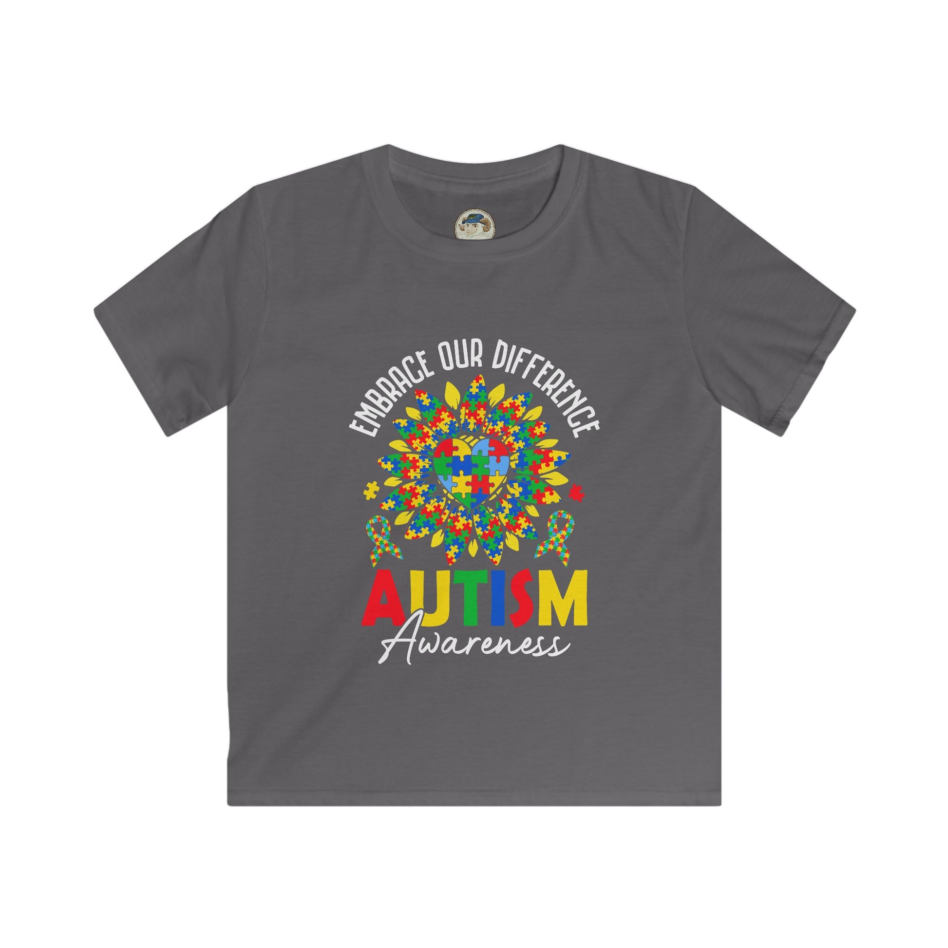 Kids Autism Awareness T-Shirt — "Embrace Our Difference" Puzzle Heart Design - Ramshackle Shack