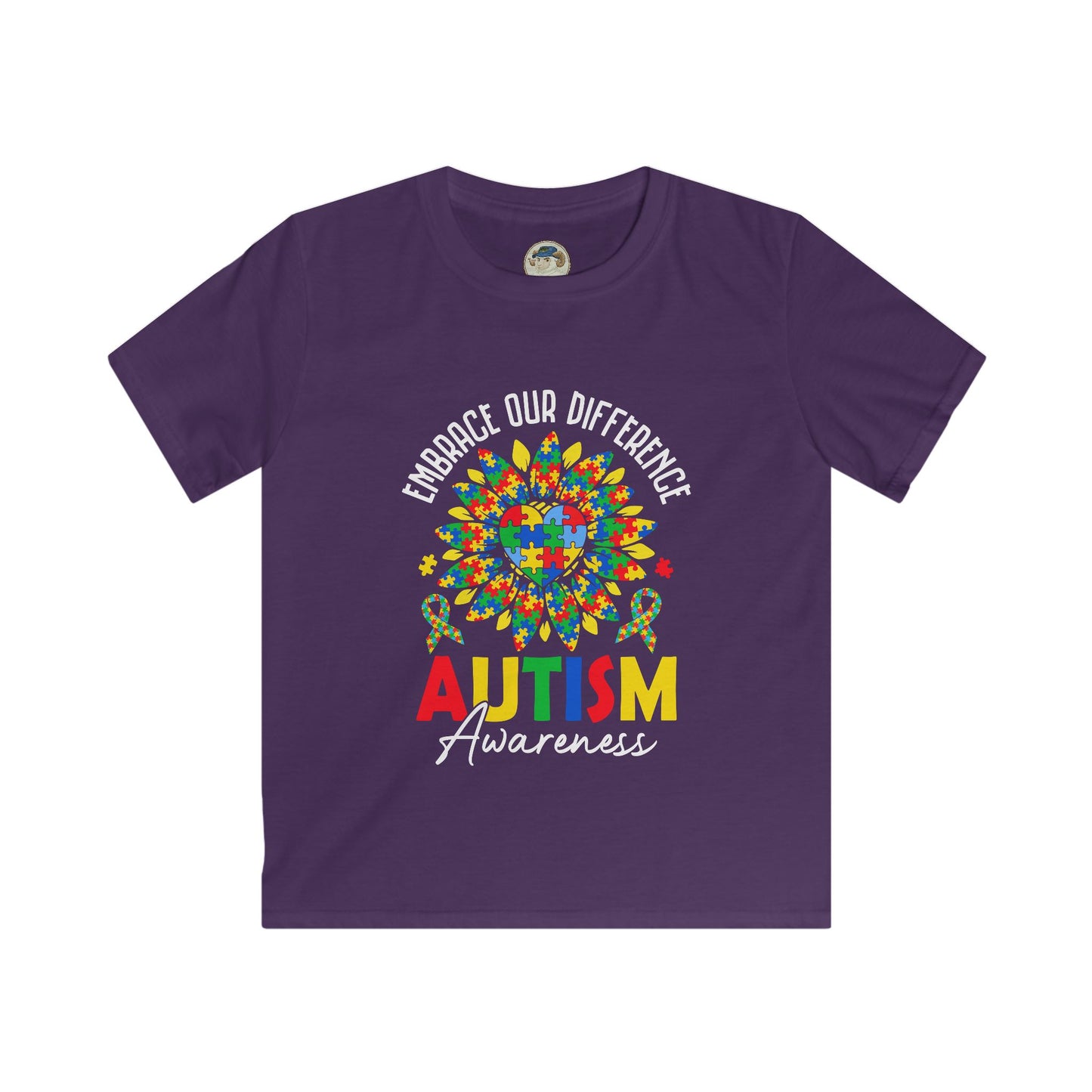 Kids Autism Awareness T-Shirt — "Embrace Our Difference" Puzzle Heart Design - Ramshackle Shack