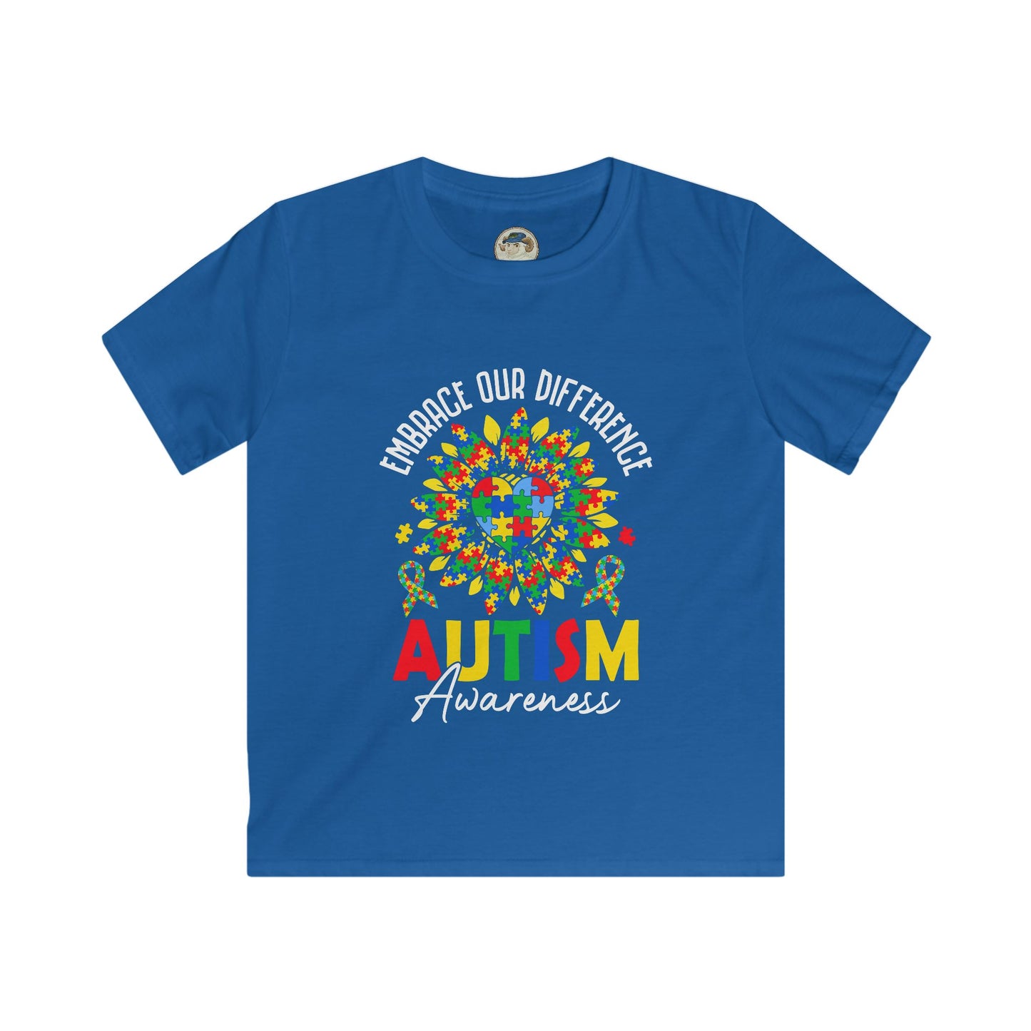 Kids Autism Awareness T-Shirt — "Embrace Our Difference" Puzzle Heart Design - Ramshackle Shack