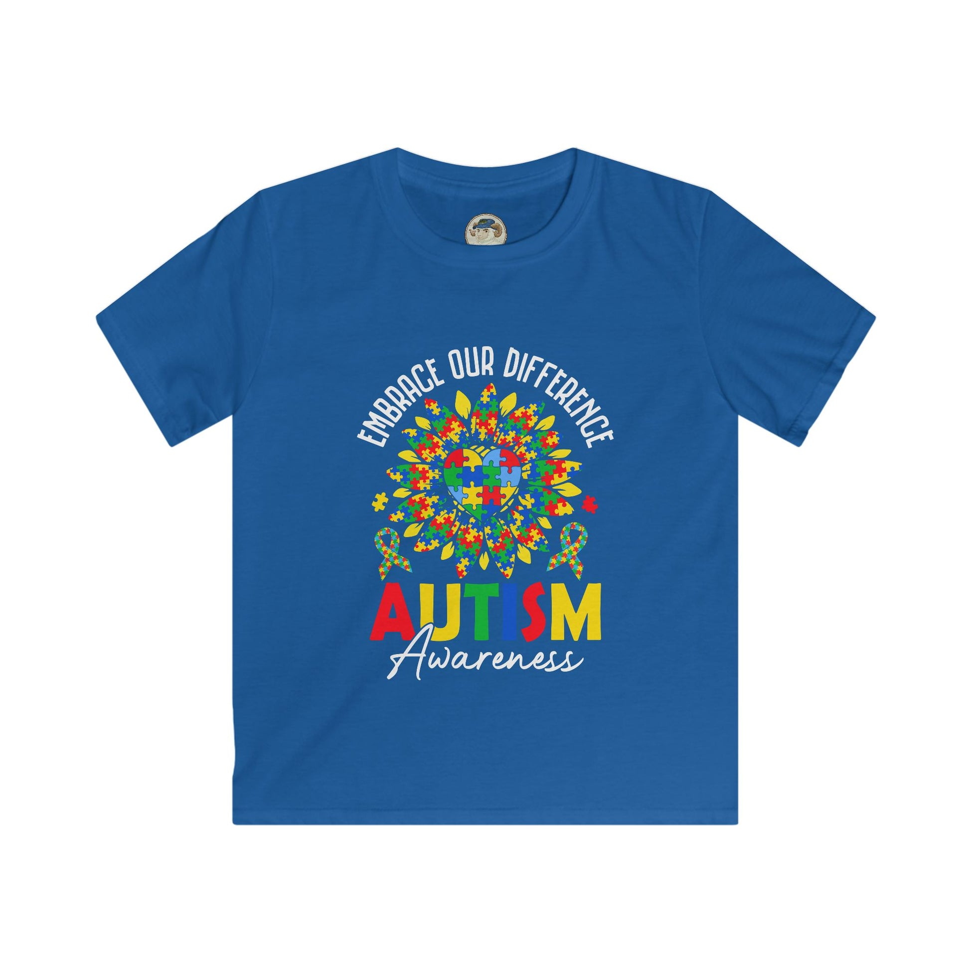 Kids Autism Awareness T-Shirt — "Embrace Our Difference" Puzzle Heart Design - Ramshackle Shack
