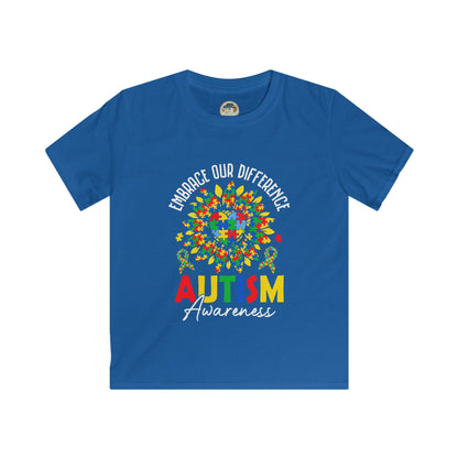 Kids Autism Awareness T-Shirt — "Embrace Our Difference" Puzzle Heart Design - Ramshackle Shack