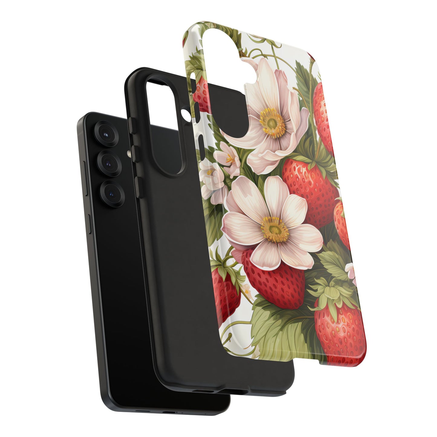 Strawberry Blossom Phone Case — Floral Protective Tough Case - Ramshackle Shack