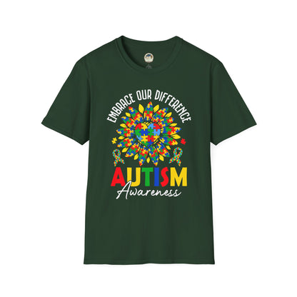 Autism Awareness T-Shirt — "Embrace Our Difference" Puzzle Heart Design - Ramshackle Shack