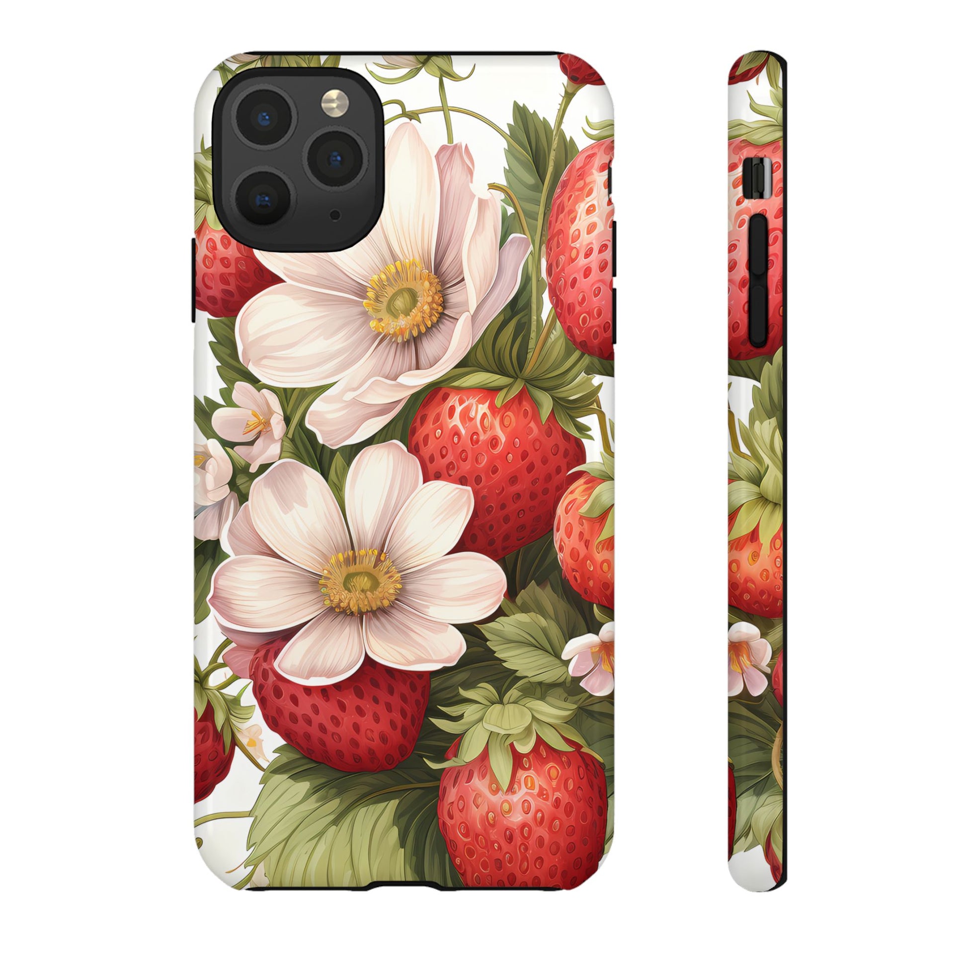 Strawberry Blossom Phone Case — Floral Protective Tough Case - Ramshackle Shack
