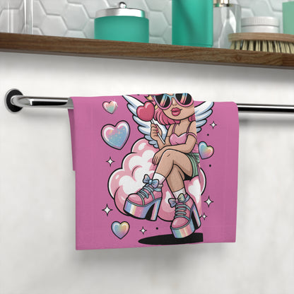 Sweet But Deadly Face Towel — Cute Pink Angel Girl Design - Ramshackle Shack