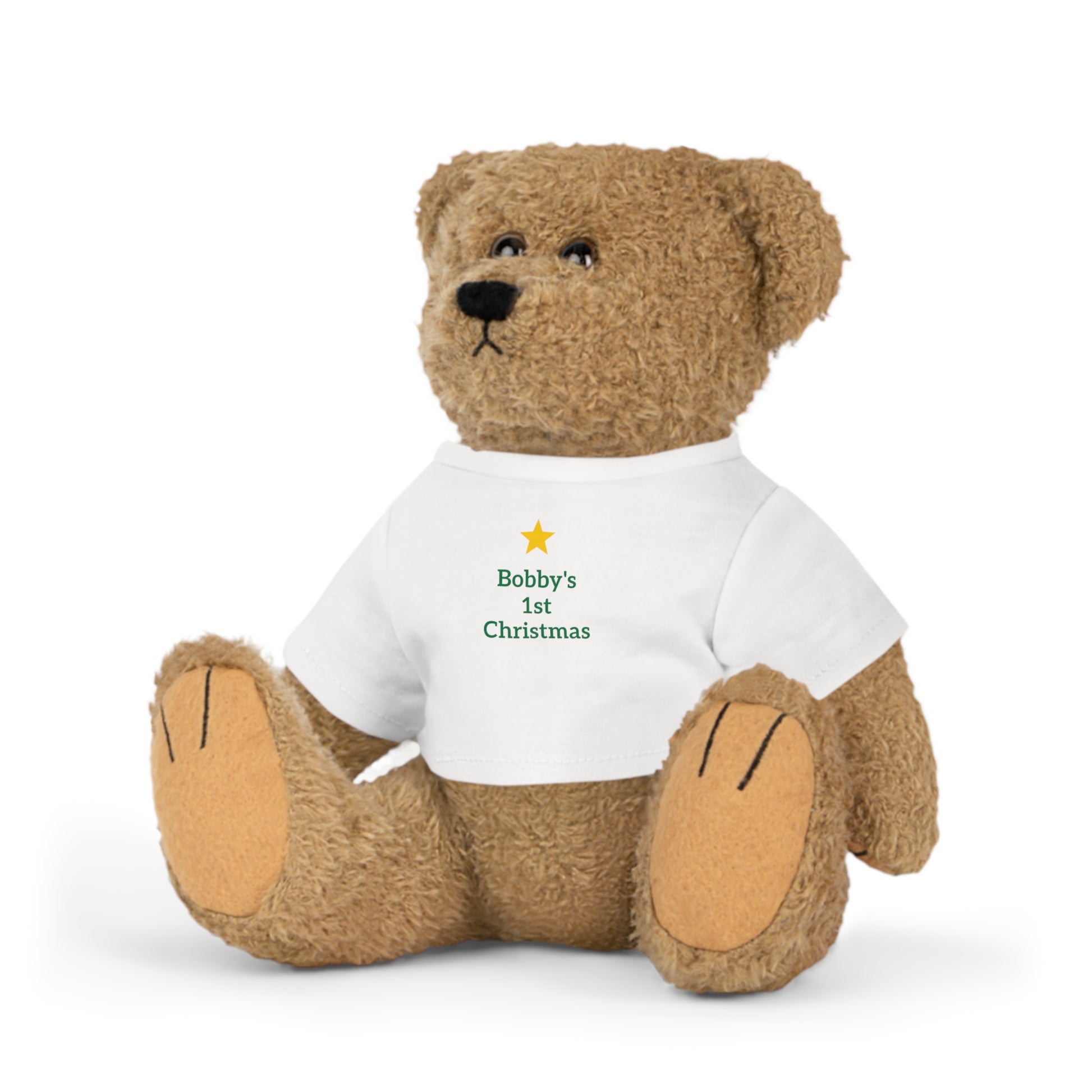 Personalized Teddy Bear with T-Shirt — Baby’s First Christmas Gift - Ramshackle Shack