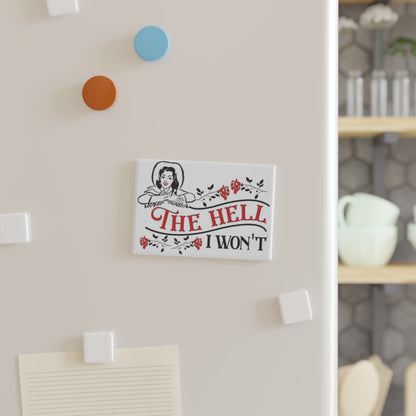 Rectangle Magnet — "The Hell I Won't" Vintage Cowgirl Floral Fridge Magnet - Ramshackle Shack