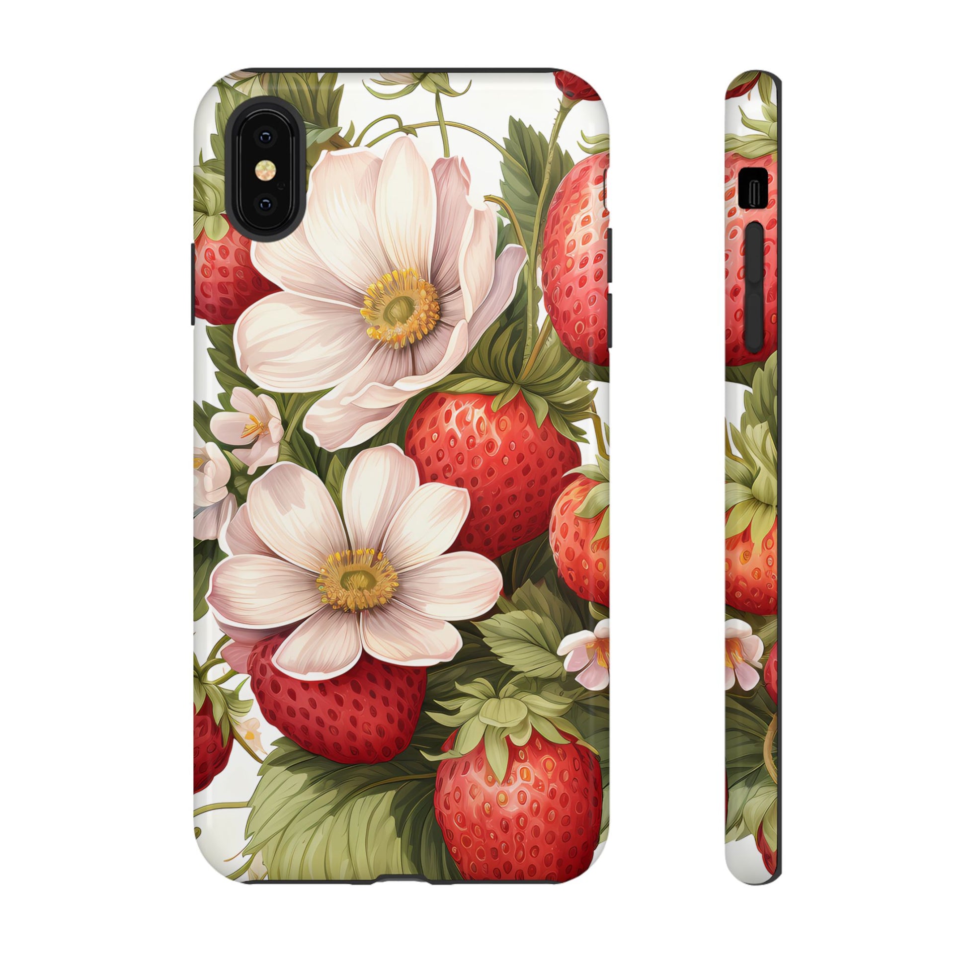 Strawberry Blossom Phone Case — Floral Protective Tough Case - Ramshackle Shack