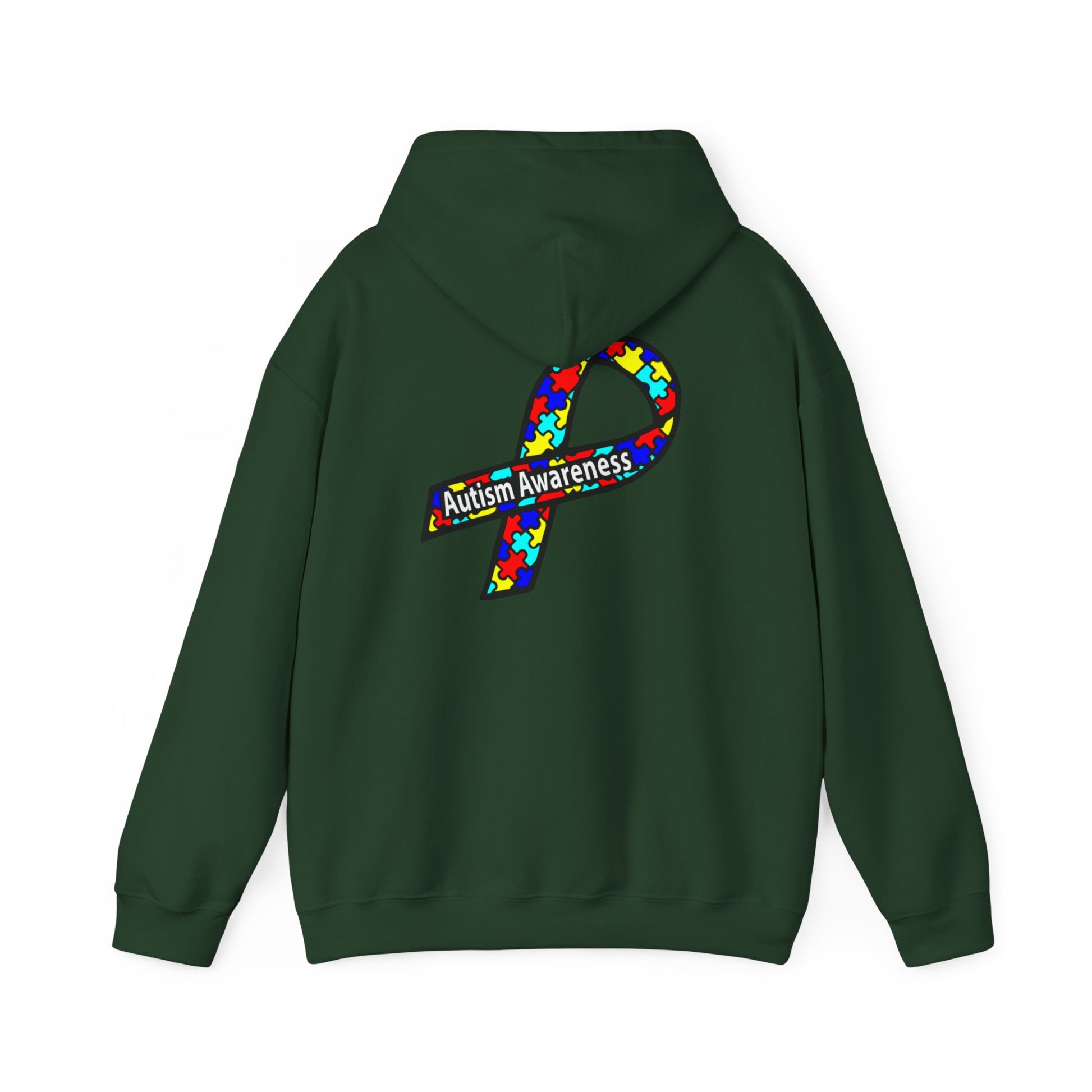 Autism Awareness Hoodie — "Live, Love, Accept" Heartbeat Puzzle-Rainbow - Ramshackle Shack