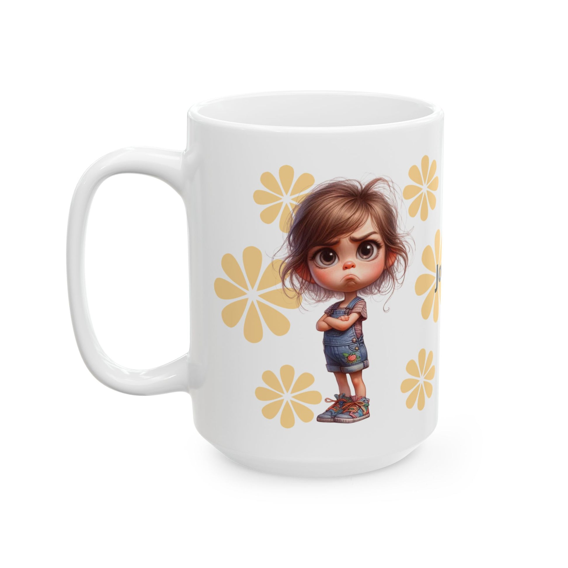 Pouting Girl Floral Ceramic Mug — 11oz & 15oz - Ramshackle Shack