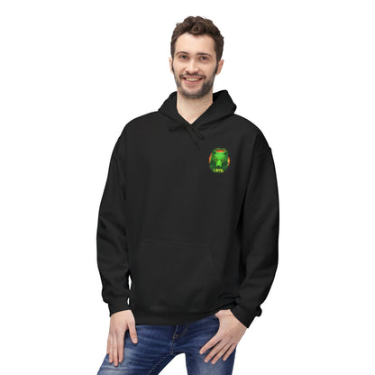 Neon green wolf graphic hoodie for night riders, featuring a bold wolf design on a comfortable Printify hoodie.