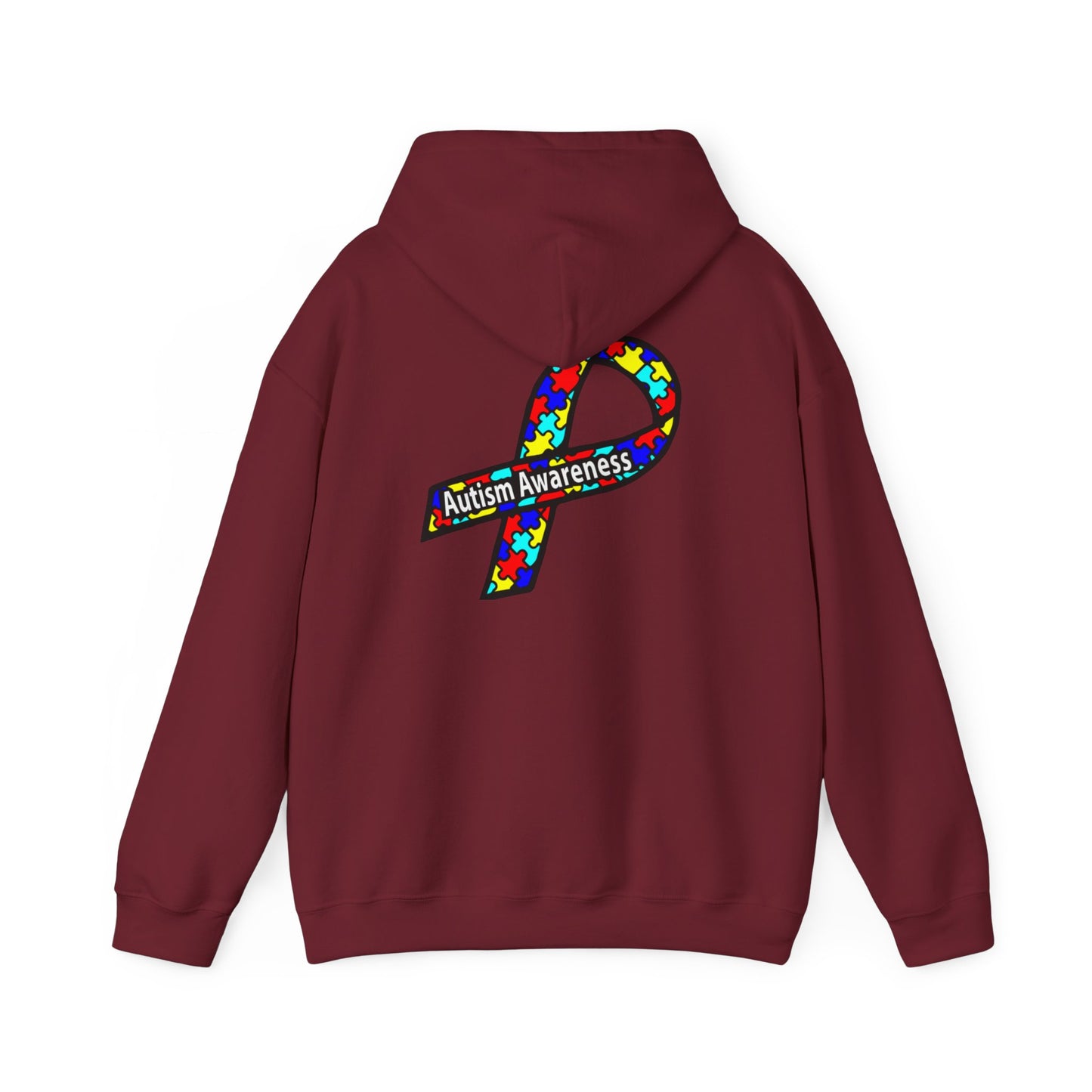 Autism Awareness Hoodie — "Live, Love, Accept" Heartbeat Puzzle-Rainbow - Ramshackle Shack