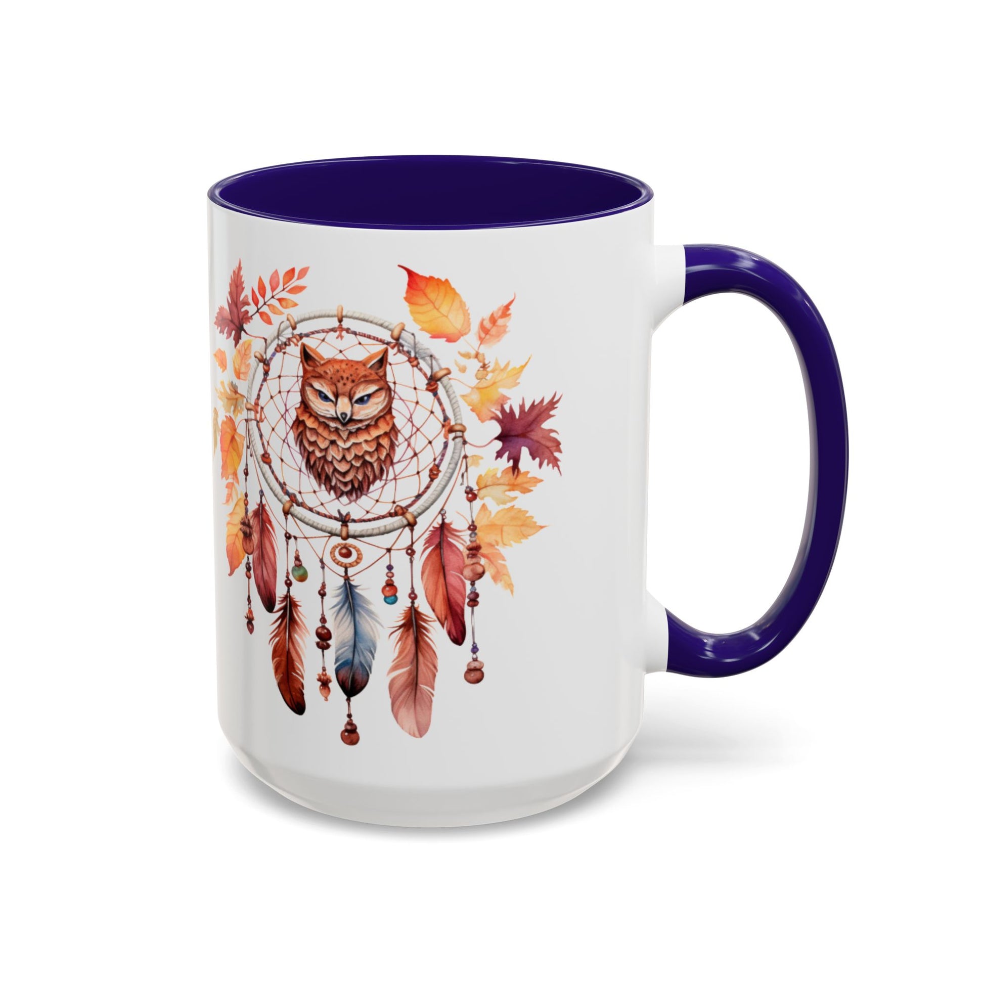 Autumn Owl Dreamcatcher Mug — Fall Leaves Coffee Cup (11oz & 15oz) - Ramshackle Shack