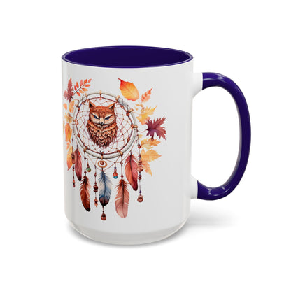 Autumn Owl Dreamcatcher Mug — Fall Leaves Coffee Cup (11oz & 15oz) - Ramshackle Shack