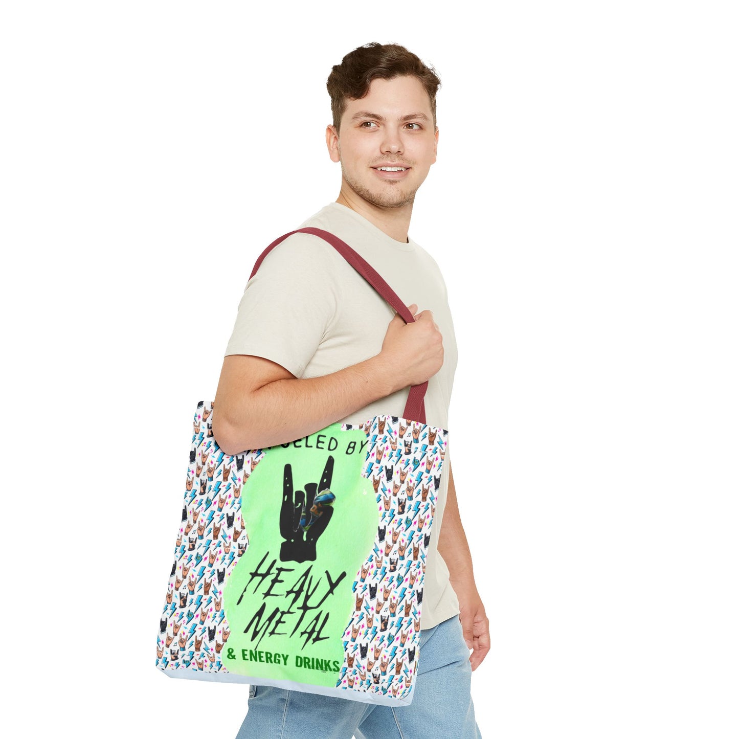 Heavy Metal & Energy Drinks Tote Bag — Neon Rock Energy Design - Ramshackle Shack