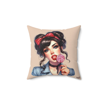 Bad Decisions Loading Faux Suede Square Pillow — Handcuffs, Cocktail & Sassy Woman Design - Ramshackle Shack