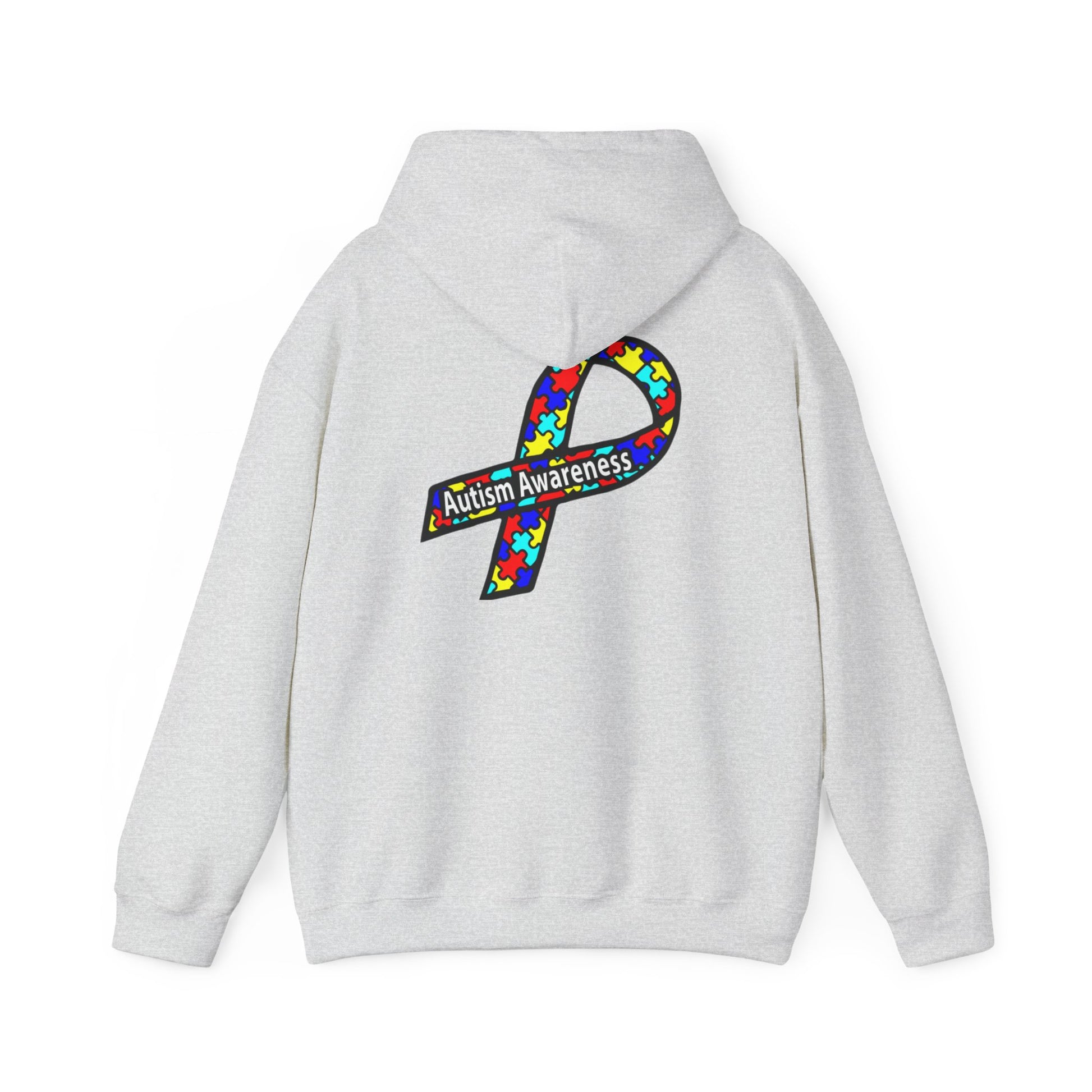 Autism Awareness Hoodie — "Live, Love, Accept" Heartbeat Puzzle-Rainbow - Ramshackle Shack