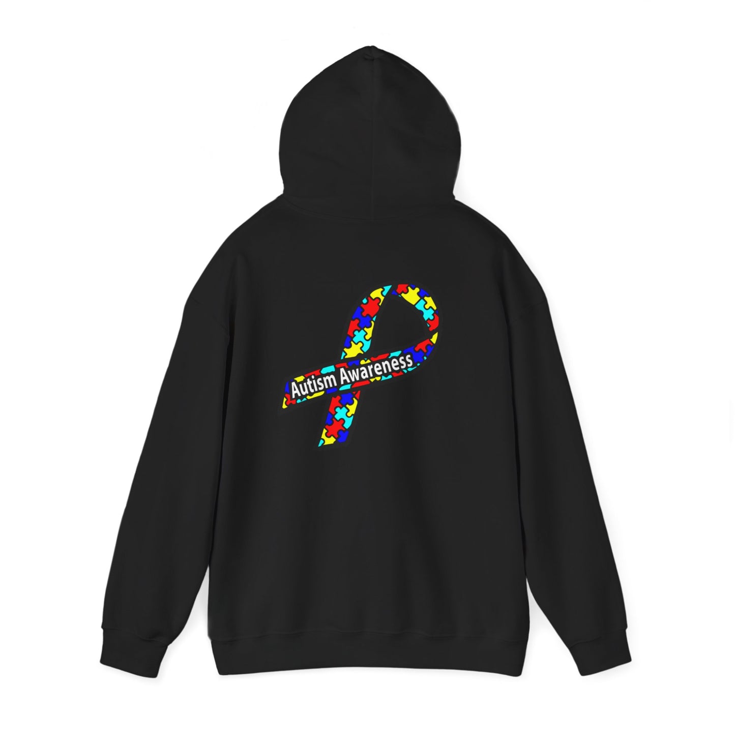 Autism Awareness Hoodie — "Live, Love, Accept" Heartbeat Puzzle-Rainbow - Ramshackle Shack