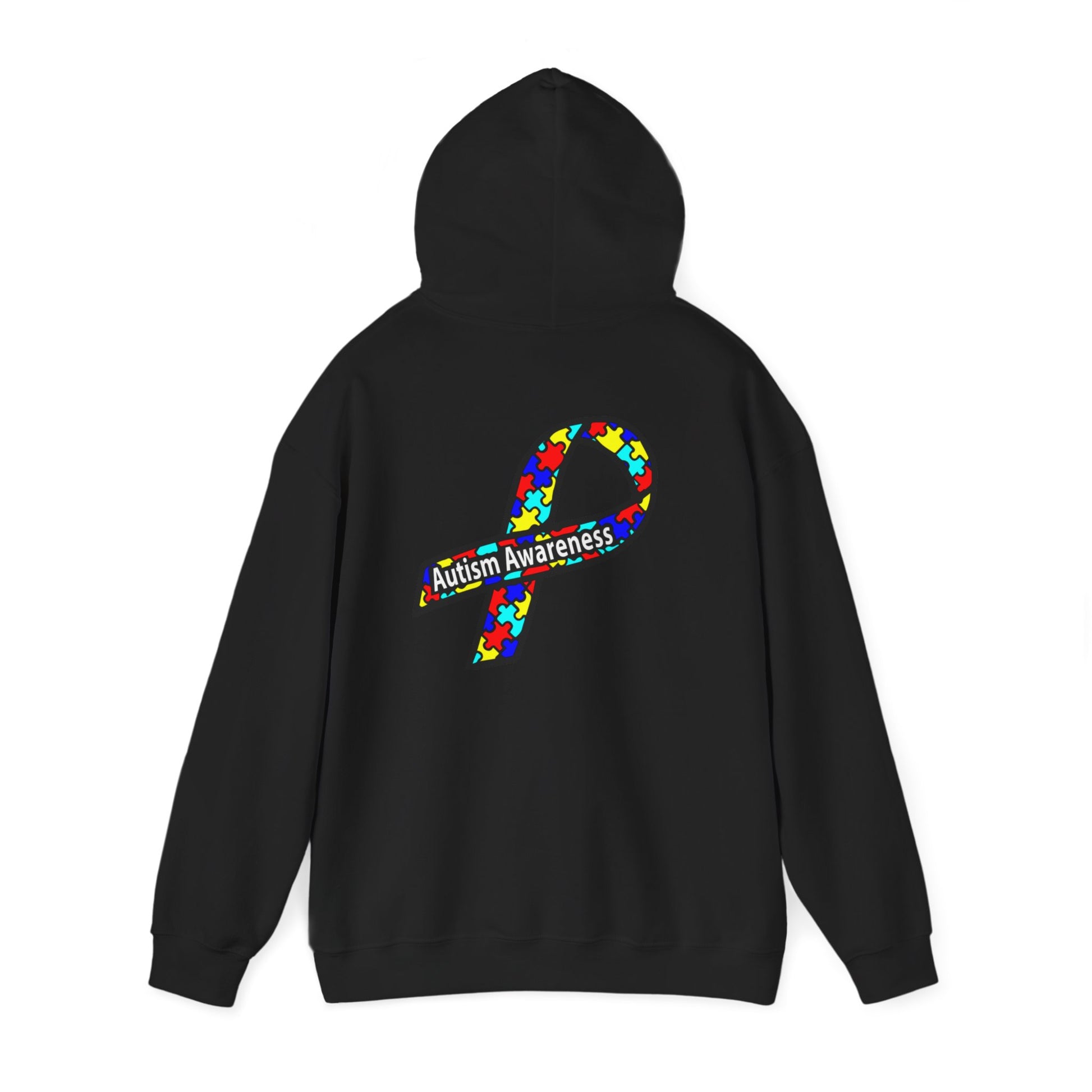 Autism Awareness Hoodie — "Live, Love, Accept" Heartbeat Puzzle-Rainbow - Ramshackle Shack