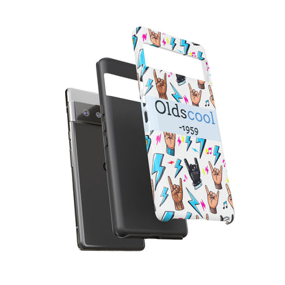 Retro Rock 'Oldscool 1959' Phone Case – Lightning & Rock Hand Pattern - Ramshackle Shack