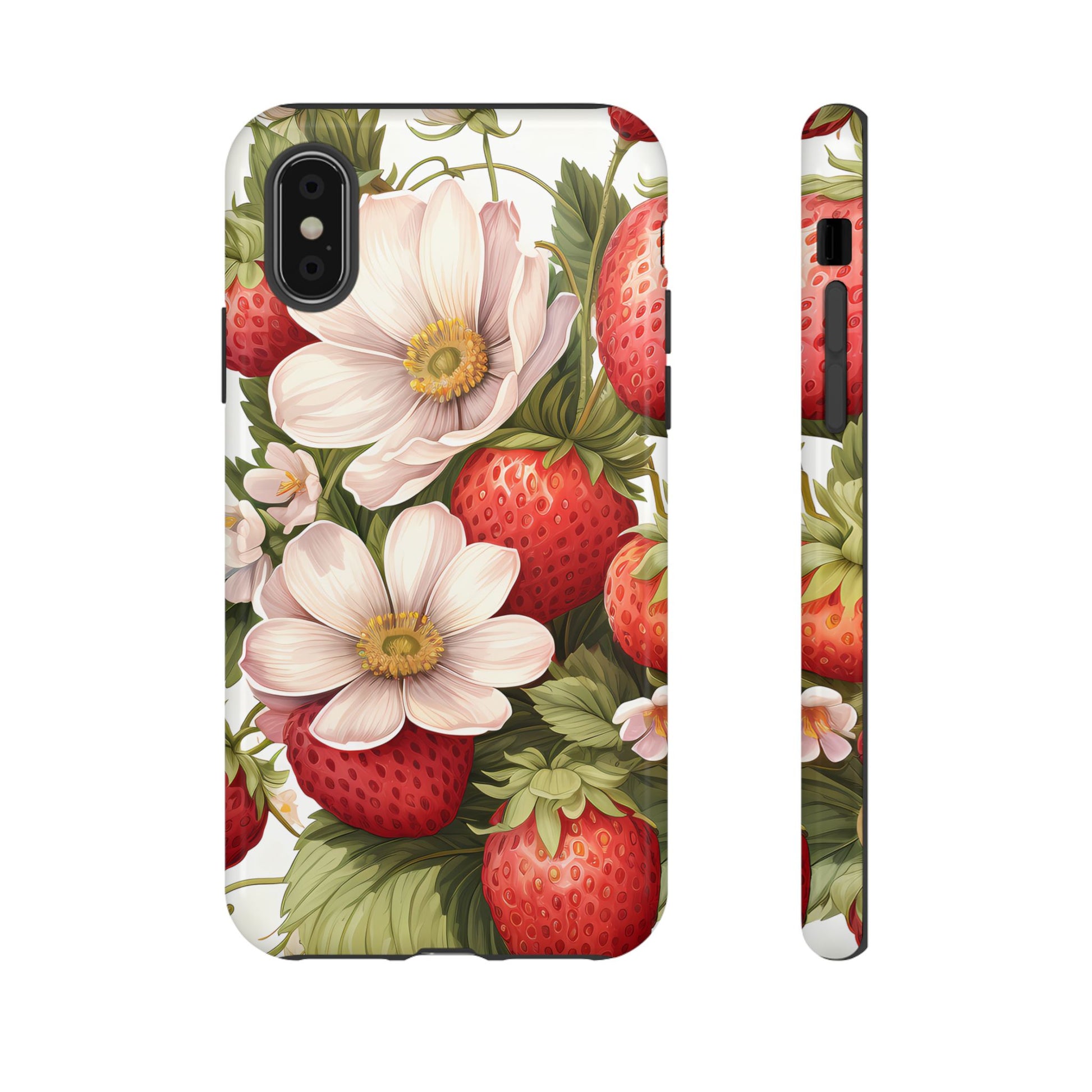 Strawberry Blossom Phone Case — Floral Protective Tough Case - Ramshackle Shack