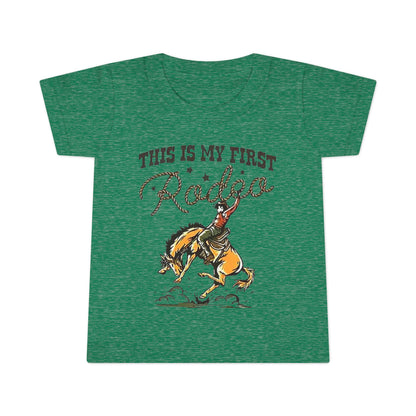Toddler T-Shirt — “This Is My First Rodeo” Personalized Cowboy Birthday Tee - Ramshackle Shack