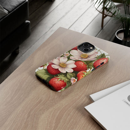 Strawberry Blossom Phone Case — Floral Protective Tough Case - Ramshackle Shack