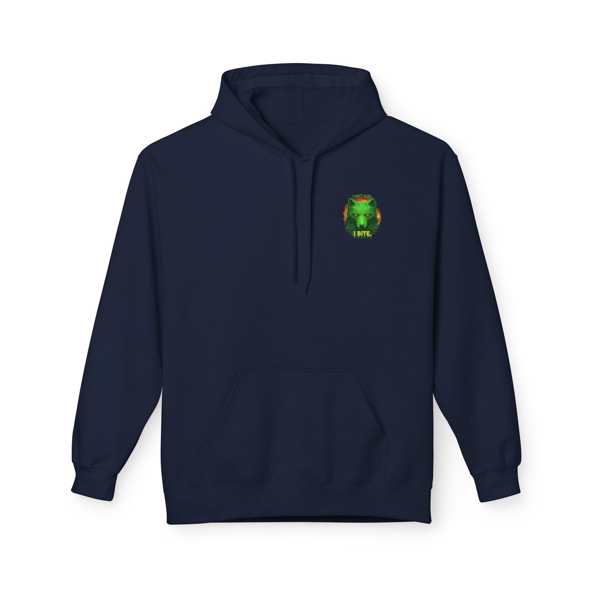 Neon green wolf graphic hoodie for night riders, featuring a bold wolf design on a comfortable Printify hoodie.
