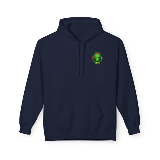 Neon green wolf graphic hoodie for night riders, featuring a bold wolf design on a comfortable Printify hoodie.