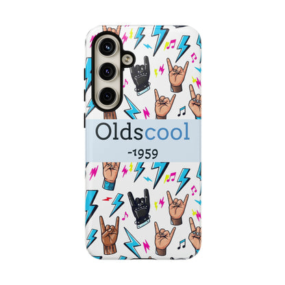 Retro Rock 'Oldscool 1959' Phone Case – Lightning & Rock Hand Pattern - Ramshackle Shack